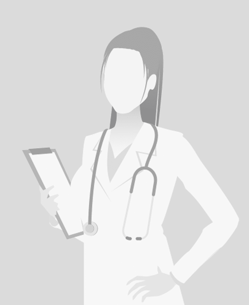 Illustration of a faceless female doctor wearing a white coat and stethoscope, holding a clipboard in one hand and resting her other hand on her hip.